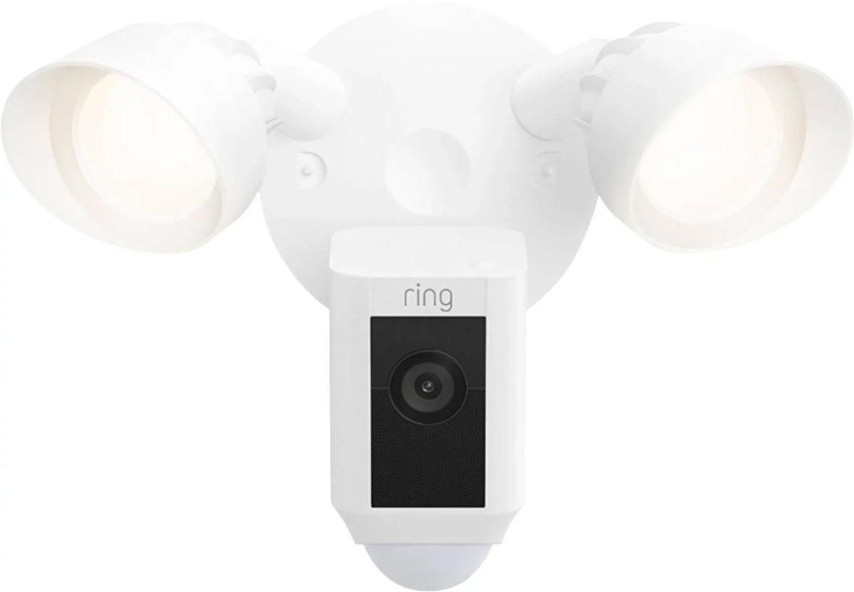 Ring_Floodlight WiFi, Plus with 2021 Cam Restored HD, Wired Release, (Refurbished) White, IP/Network Activated Motion exterior,