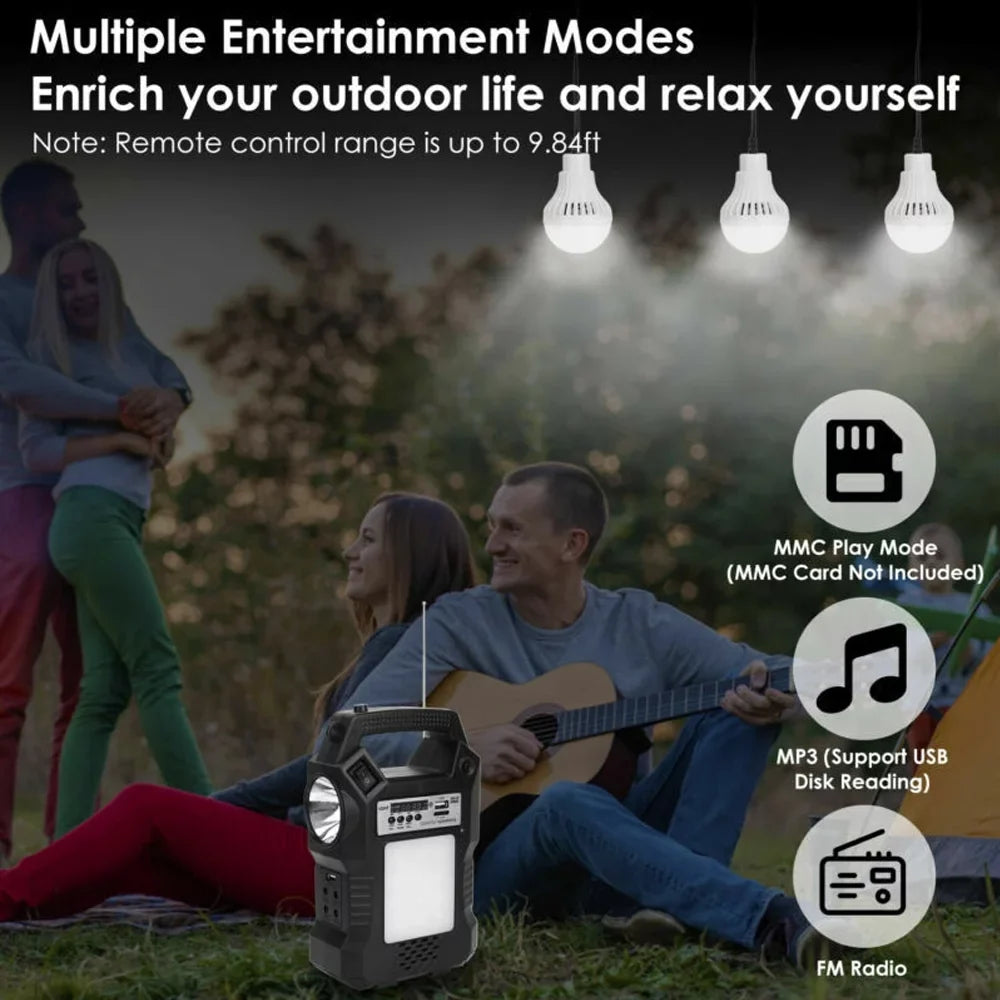 Flashlight for Portable Station, Generator, Charge, Way Panel with Dual Rechargeable Bank Power Bulbs 3 Powered DFITO Solar Solar Hiking To LED Camping Emergency Solar