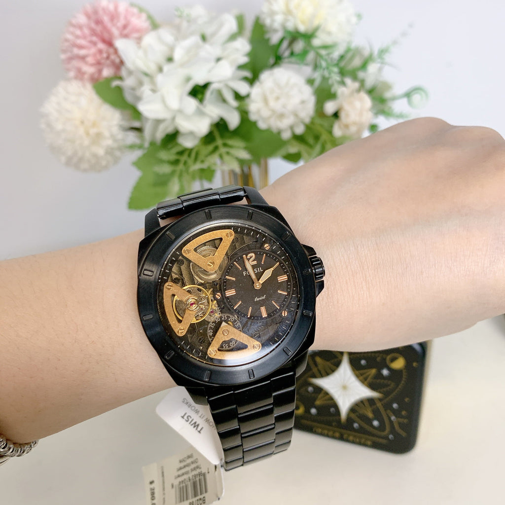 Fossil Black Stainless Watch BQ2788 Privateer Steel Twist