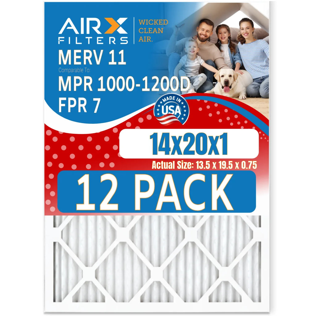 USA Rating, in Comparable MPR 1000, 14x20x1 by WICKED Filter MPR AIR. Pack of Furnace & 1200 FILTERS Air 11 AIRX Made Filters to CLEAN 12 MERV FPR - 7