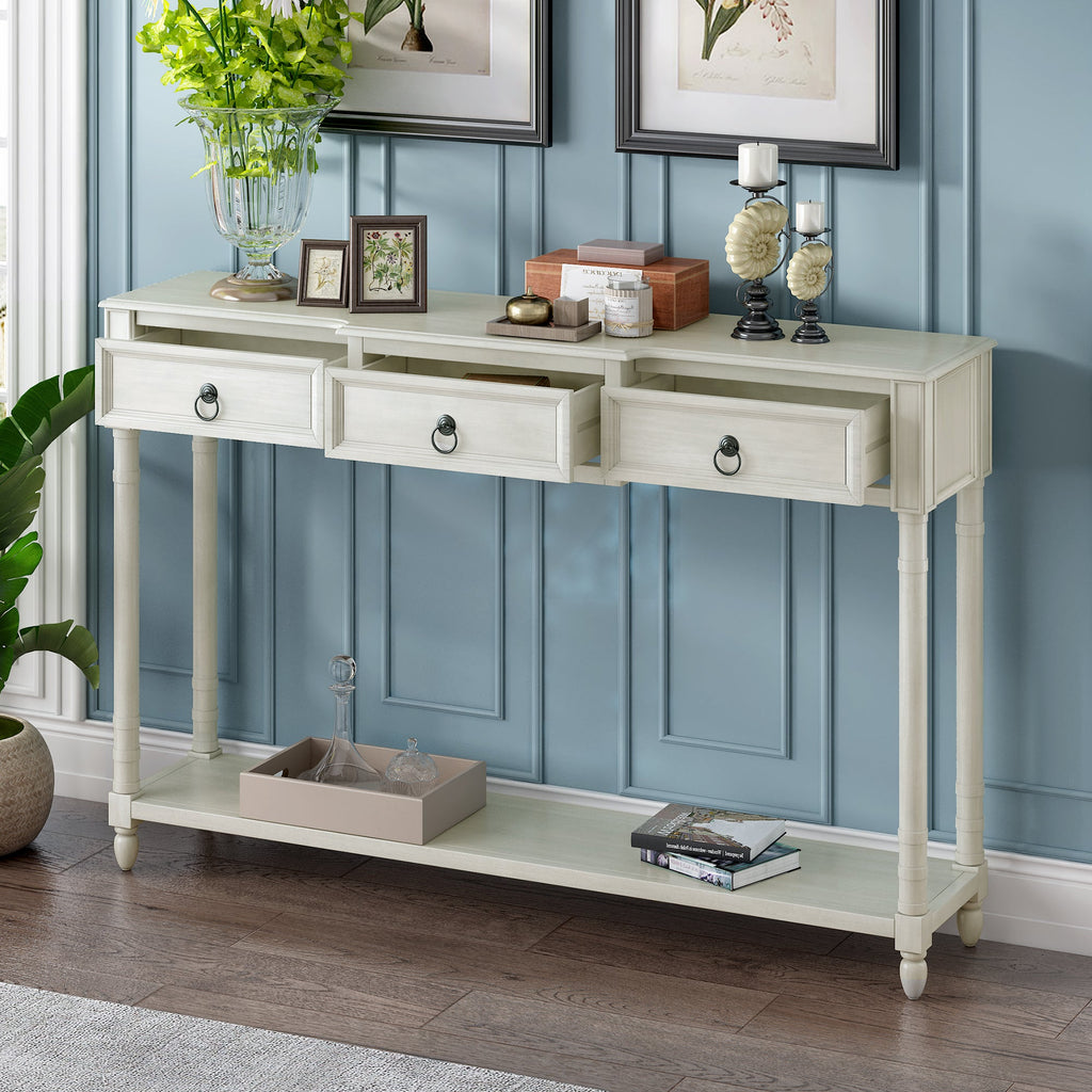 Table SKU: Shelf Table with White, and WF189574AAK) (Antique Projecting Drawers Console with Drawers Entryway Long Sofa OLD for