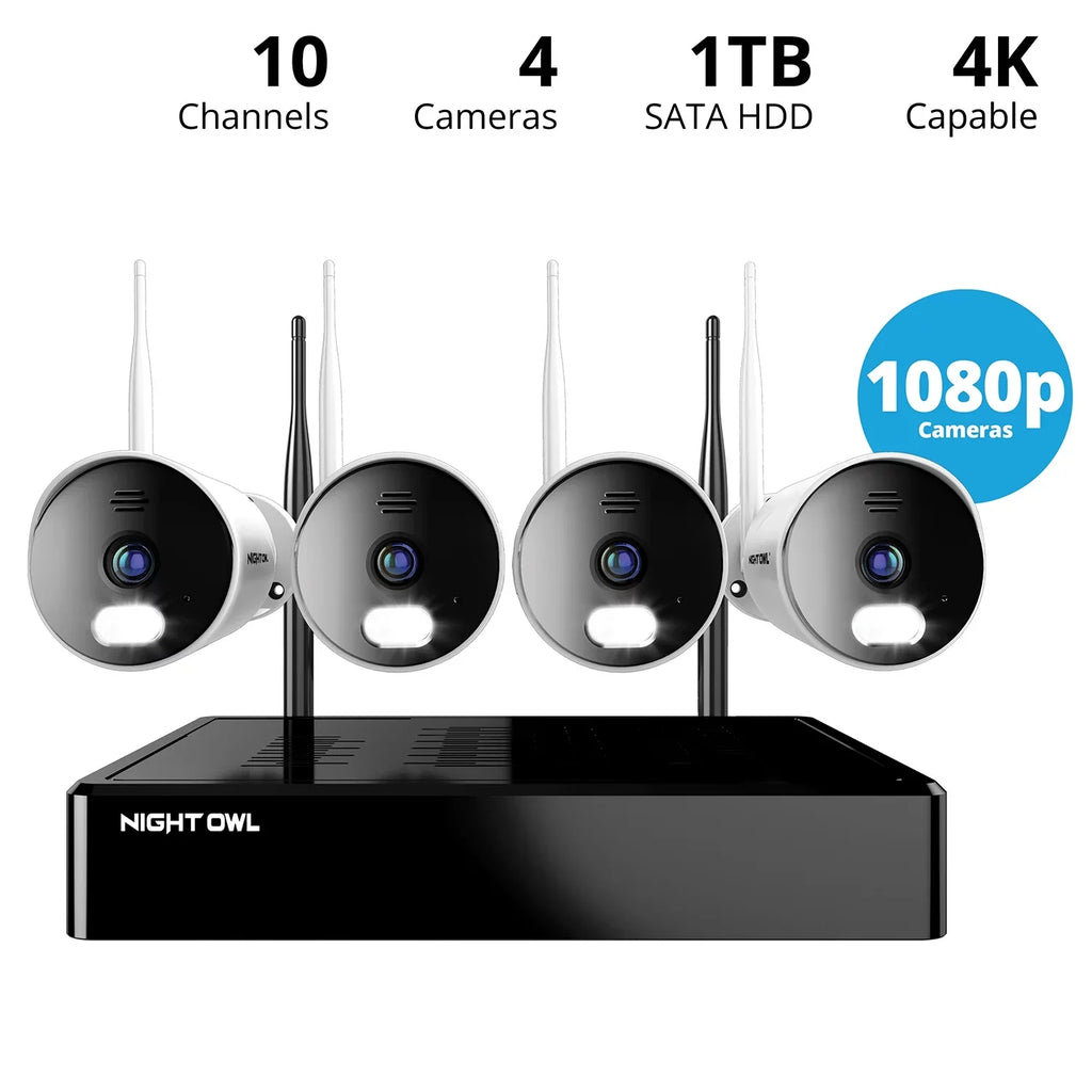 Drive Wi-Fi 4K with NVR Spotlight Night Hard Channel Cameras 1TB 4 10 Wi-Fi HD 1080p Owl and IP