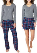 Large) 3-Piece Knit Waffle Eddie Set (Gray, Bauer Women's Pajama
