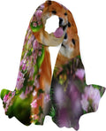 Scarf Wrap Silk Women Hyjoy Dog Neck Scarves Girls Flowers Shawl In Lightweight Lying for Long