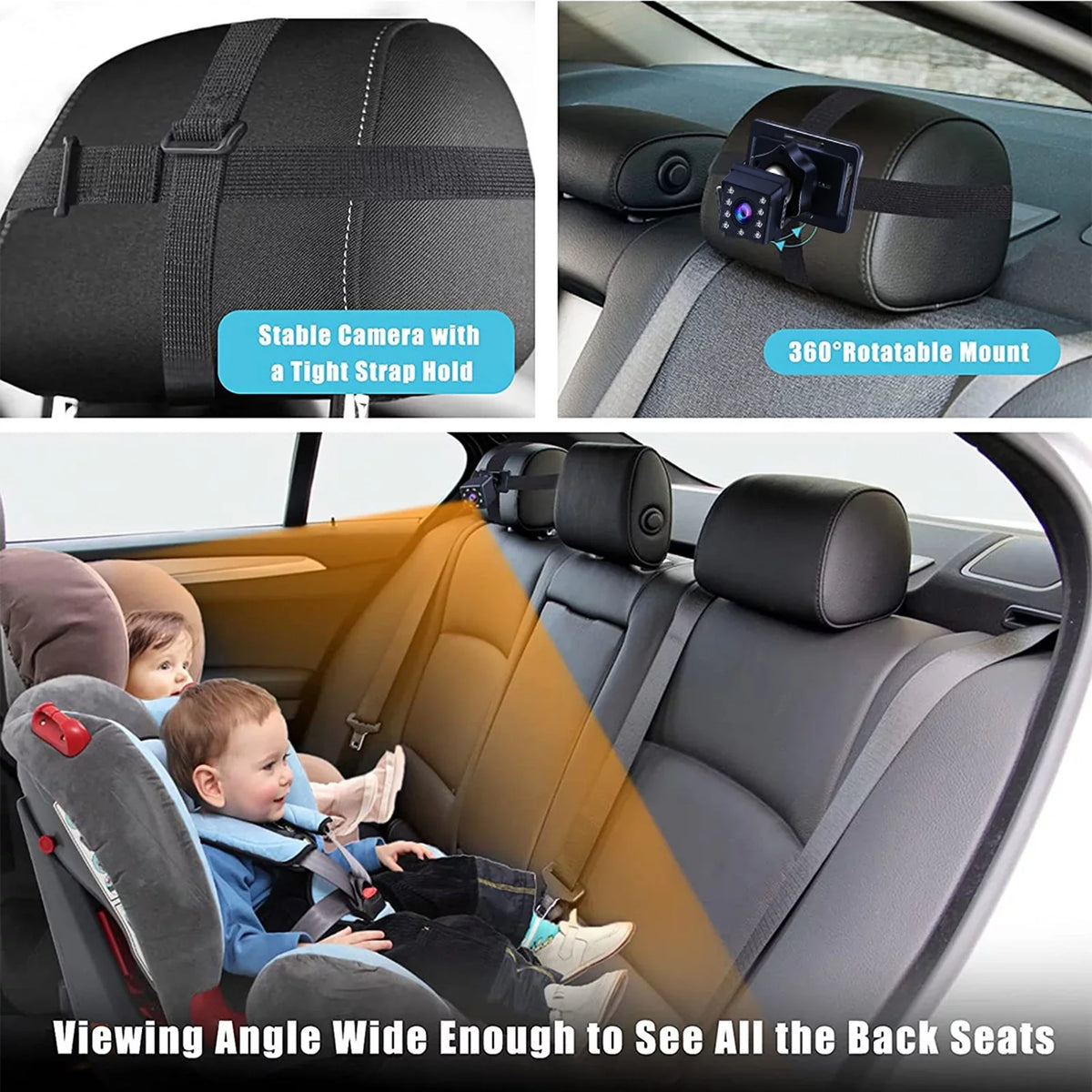 Car 1080P Crystal Seat Adjustable Mirror Inch Cameras Length View Long Cable Angle Clear 4.3 Wide Monitored Car Mirror Car Mirrors with Safety 5M