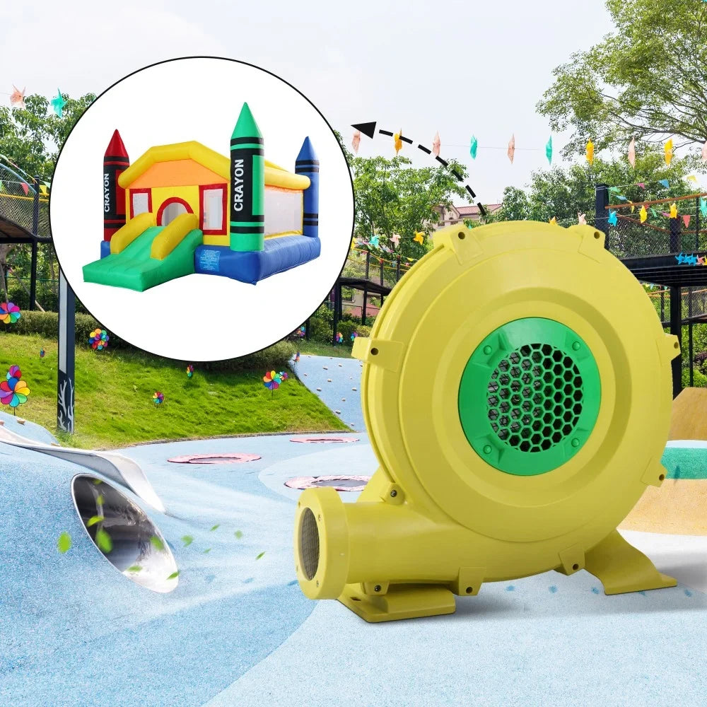 and Green Bounce Yellow - for Slides, liquid Portable Pump Indoor Inflatable Blower, Safe, exterior Air Castle, 450W Fan