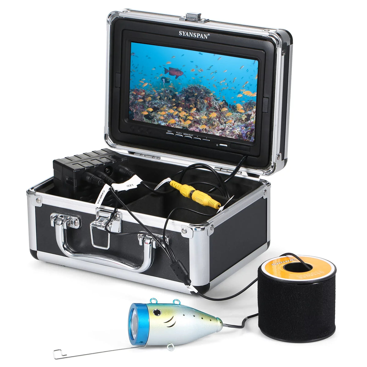 Cable 15M/30M/50M 12LEDs with Waterproof Boat Fishing for Display Underwater IP68 Lake LCD Fishing 7Inch/9Inch Camera moobody Sea Fish Finder Ice