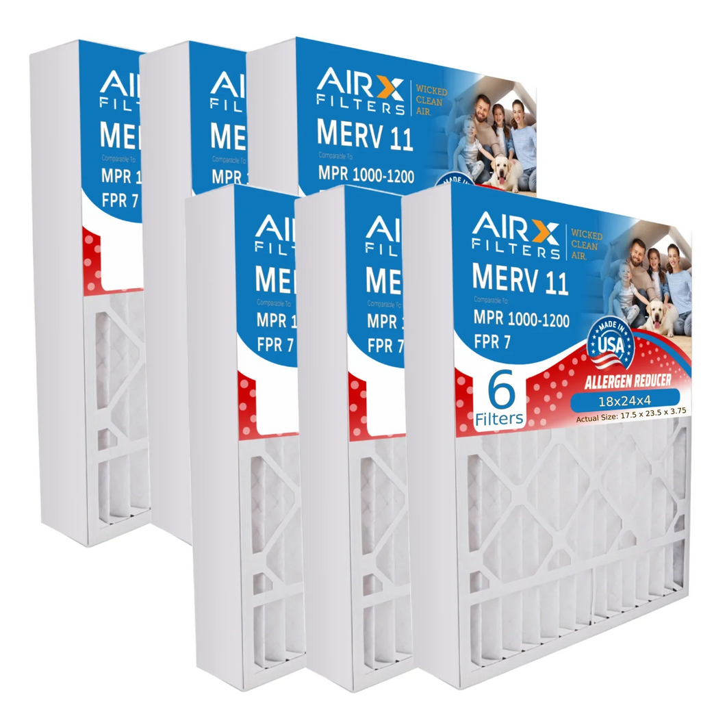1200 FILTERS Premium AIR. to Pack 6 7 MPR MERV 11 & Air by Conditioner CLEAN 1000, Made 18x24x4 Filter Comparable WICKED Pleated Filter MPR USA AIRX Electrostatic HVAC FPR Filters Air 18x24x4 Furnace
