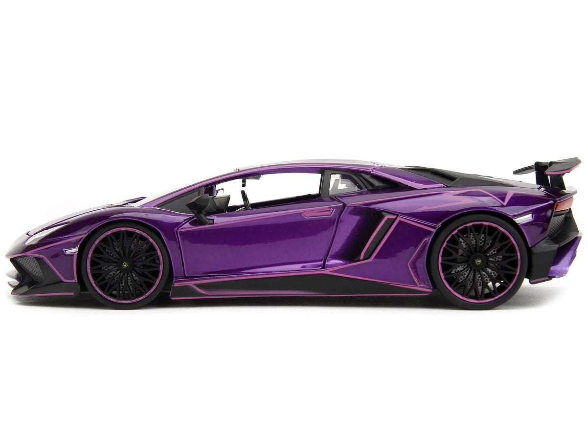 Slips" Candy Graphics Purple Pink Aventador with SV Series Model by Diecast Car 1/24 "Pink Lamborghini Jada
