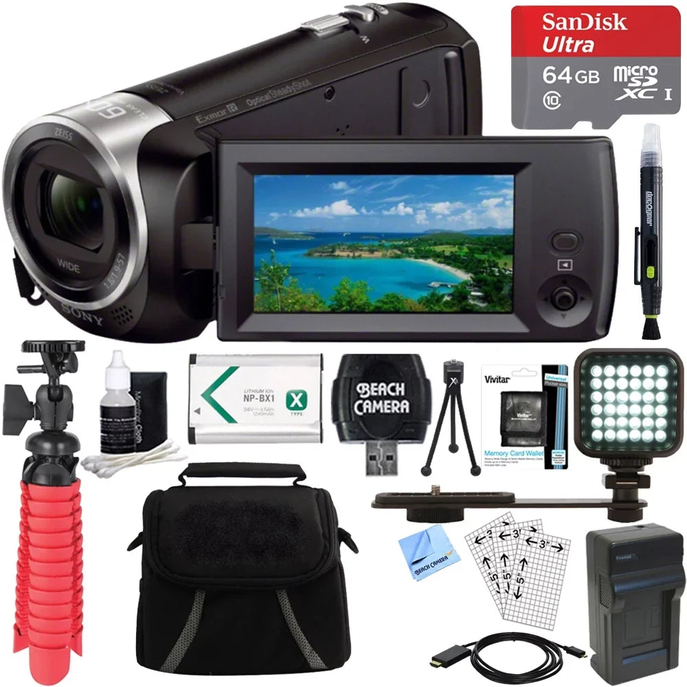 Accessory 64GB + Camcorder 60p Ultra HD UHS-I + Bundle Battery Pack Full Memory + NP-BX1 Card MicroSDXC HDR-CX405/B