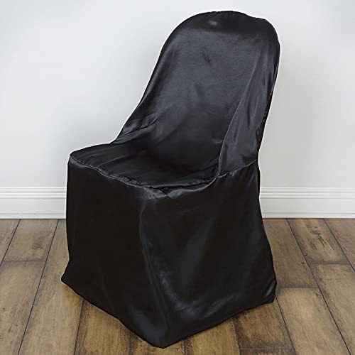 50 Reception Chair Leading It Covers Special Folding pc Wedding Restaurant Party - Black - Sparkles Satin Make Linens Banquet