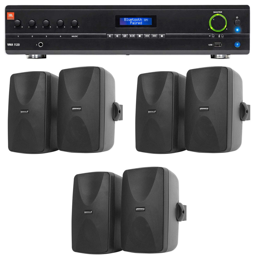 Wall Speakers VMA1120 Commercial/Restaurant JBL Bluetooth Mixer/Amplifier+6) 70v