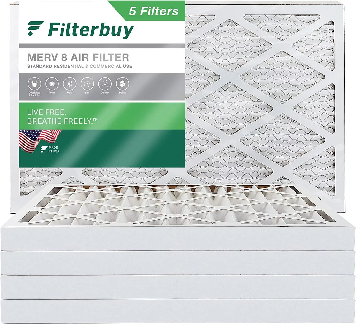 Air HVAC Pleated Filters Furnace AC MERV 8x20x2 8 (5-Pack) Filterbuy