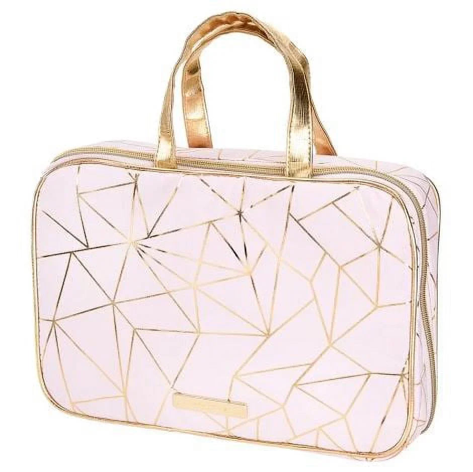 Tartan Geo Gold Deluxe Weekender CT Cosmetic Bag Pink Twine 3-Piece Foil Set, Beauty 1 Zip +