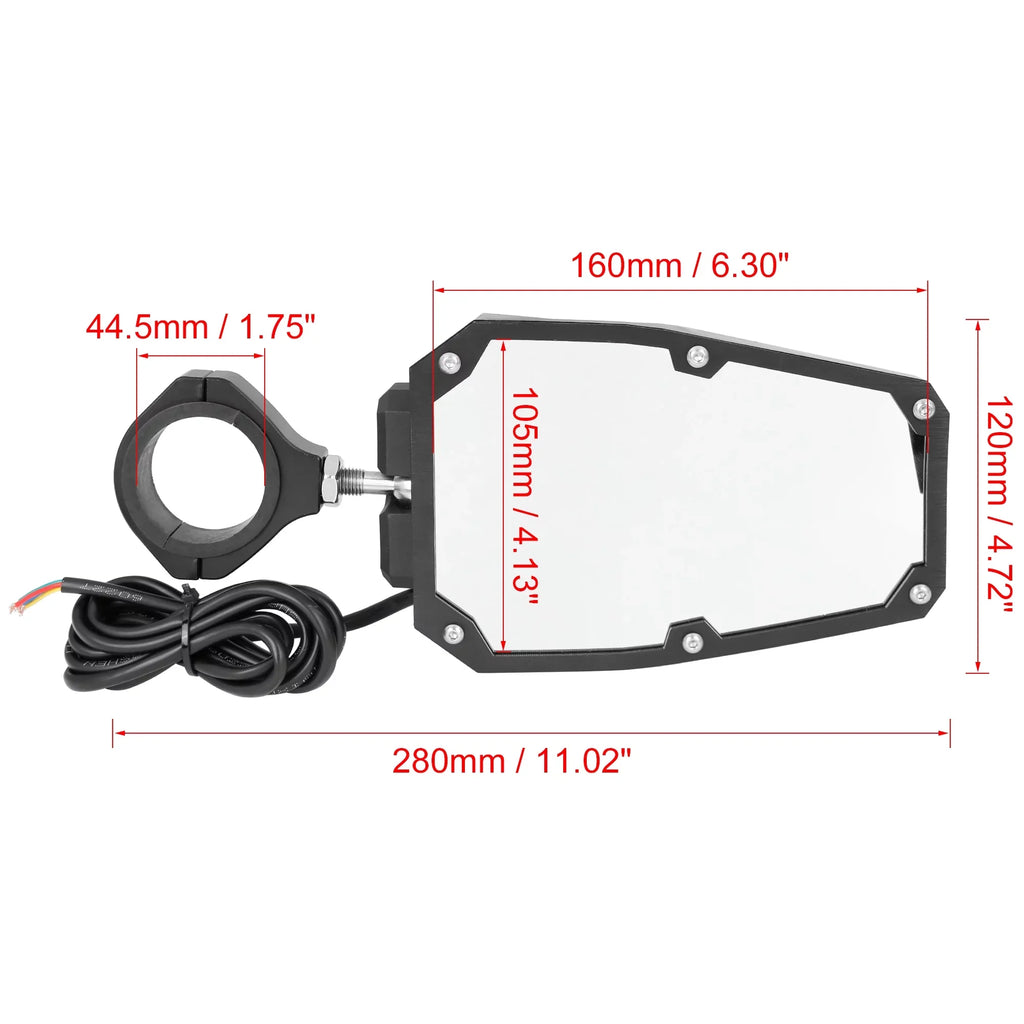6.3" w Cage UTV Roll for 1.75" Black Light Rear View Round Yamaha Bargains Mirror Unique Pair
