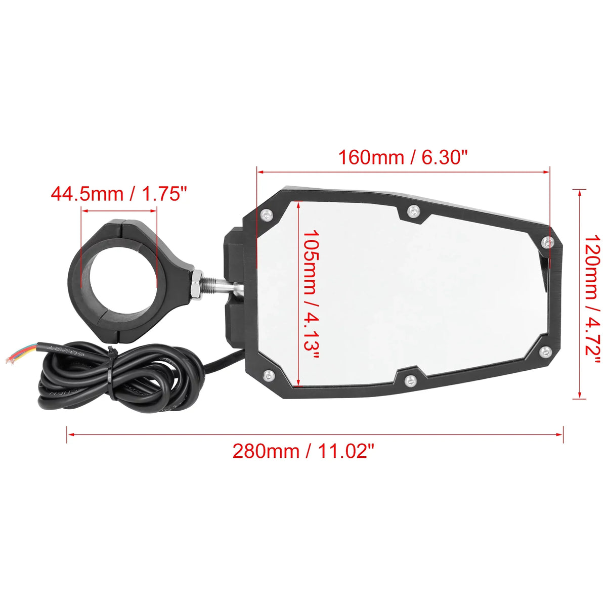 6.3" w Cage UTV Roll for 1.75" Black Light Rear View Round Yamaha Bargains Mirror Unique Pair