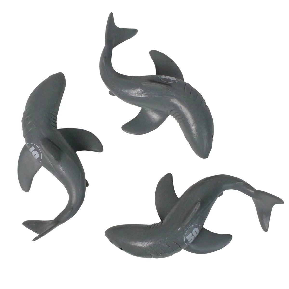 Shark Swimming and Frenzy White Toys - 7" of Set 3 Dive Pool Gray