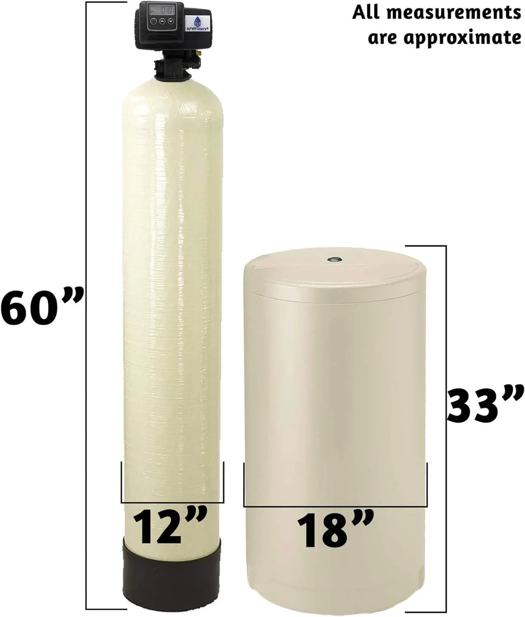 Almond Fine Iron Connection, 2 Stainless Foot Tanks FNPT Mesh Pro 3/4" cubic liquid Whole Steel with Home Softener Resin, 64k AFWFilters and