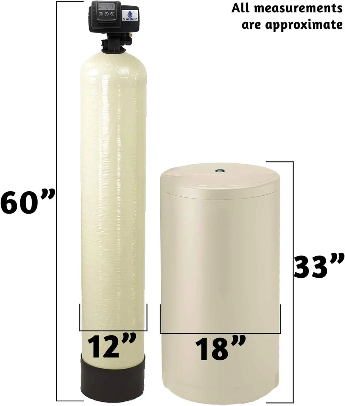 Almond Fine Iron Connection, 2 Stainless Foot Tanks FNPT Mesh Pro 3/4" cubic liquid Whole Steel with Home Softener Resin, 64k AFWFilters and