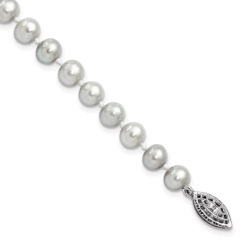 Sterling Women 6-7mm Grey 7.25inch Pearl for Auriga Fwc 925 Rhodium Bracelet Silver
