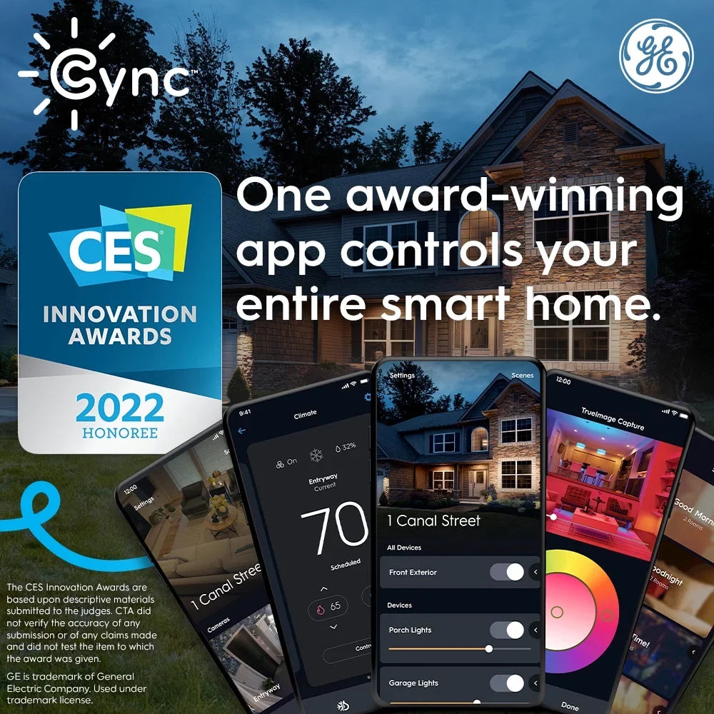 CYNC App Smart Sensor, Humidity in Pack) Schedules Separately), Smart Sensor, Thermostat Temperature Thermostat (1 Set with CYNC CYNC (Sold Sensor, GE Works