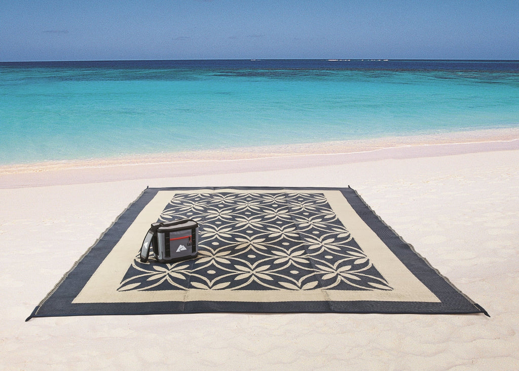 Good Blue / RV RV Tan Patios and Auto Design Flower Reversible for Mat, Patio 9x12ft Garden Drive