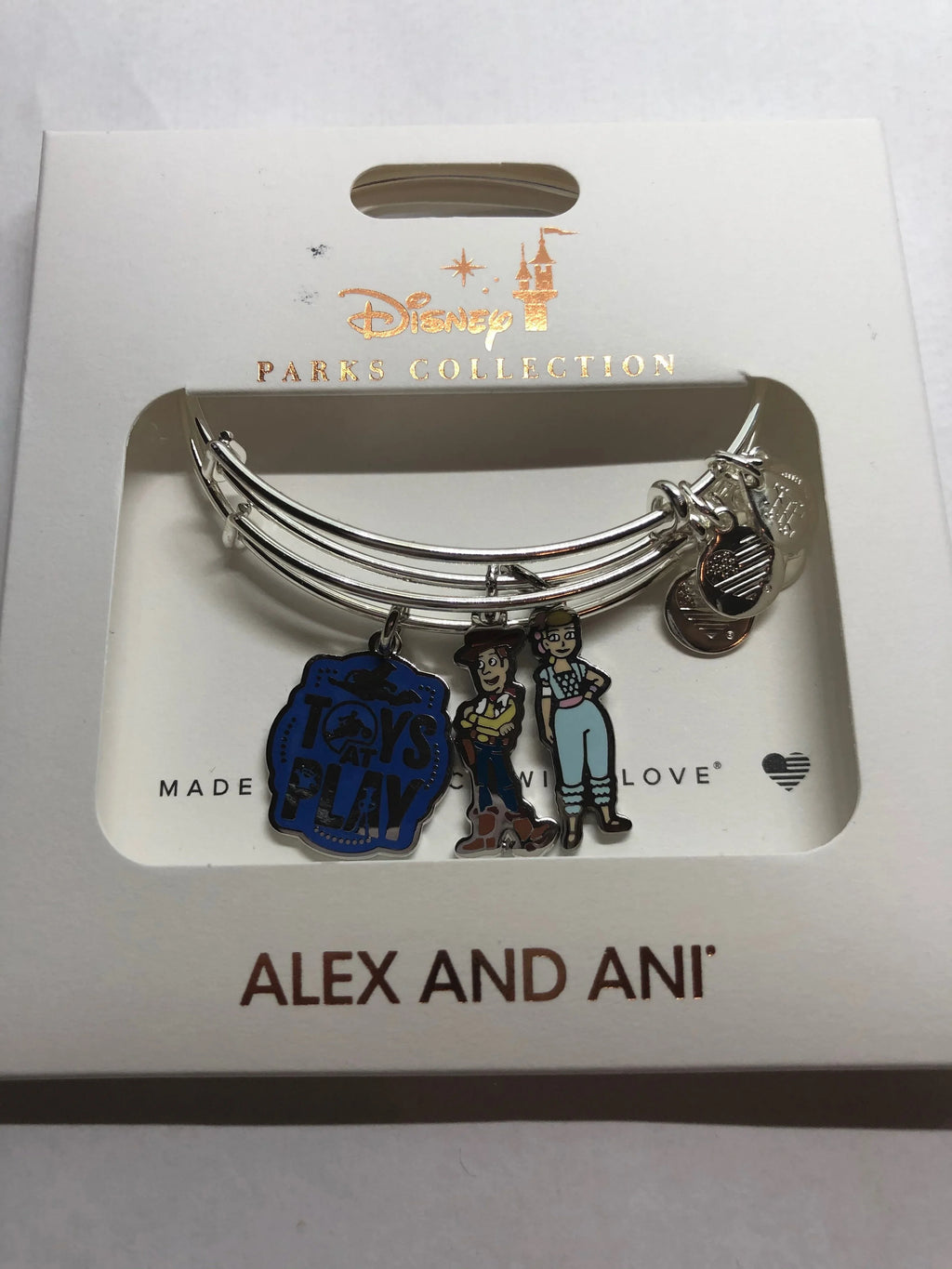 Disney New Charm Silver BoPeep Ani Bangle Woody Toy Story Bracelet Parks &amp; Alex