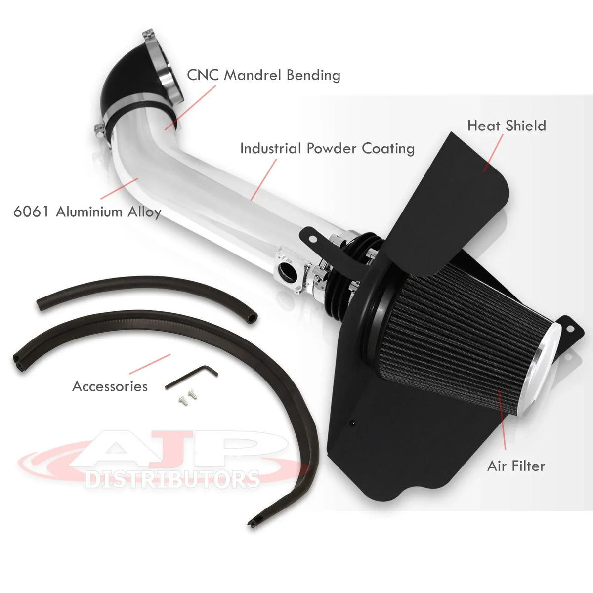 XL Filter Cold Intake For Tahoe Polish System Escalade Sierra + Yukon Aluminum V8 Cadillac Silverado Air Distributors AJP Pipe Suburban Compatible/Replacement Induction Heat Chevy Avalanche GMC Shield