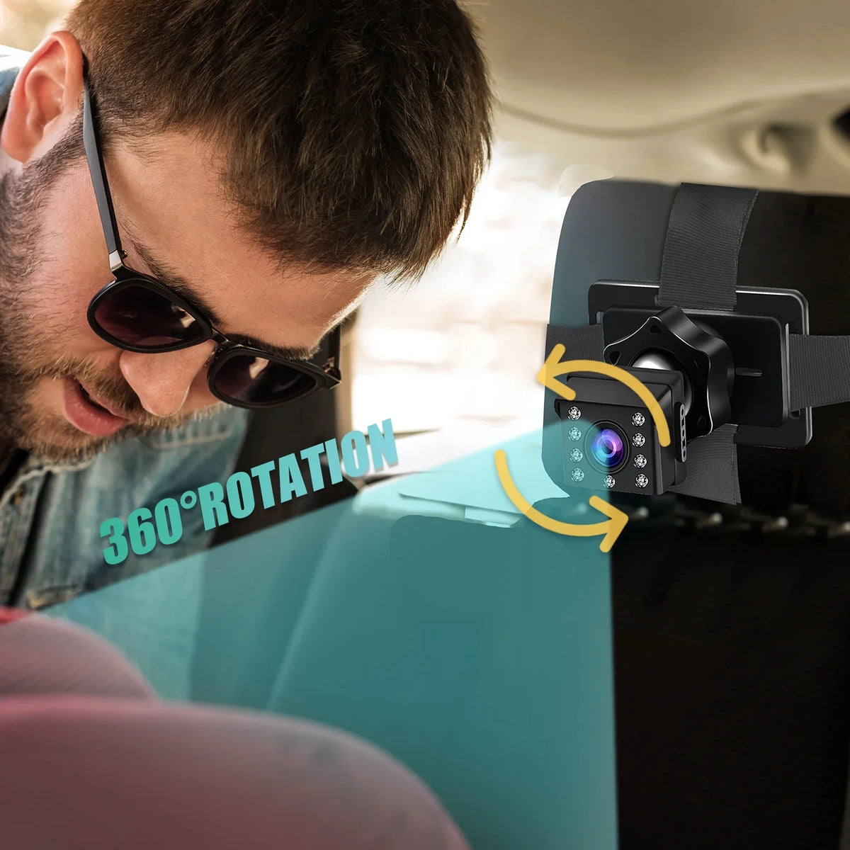 Car 1080P Crystal Seat Adjustable Mirror Inch Cameras Length View Long Cable Angle Clear 4.3 Wide Monitored Car Mirror Car Mirrors with Safety 5M