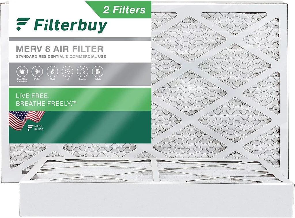 Air Filterbuy Pleated HVAC AC (2-Pack) Filters 16x30x4 MERV 8 Furnace