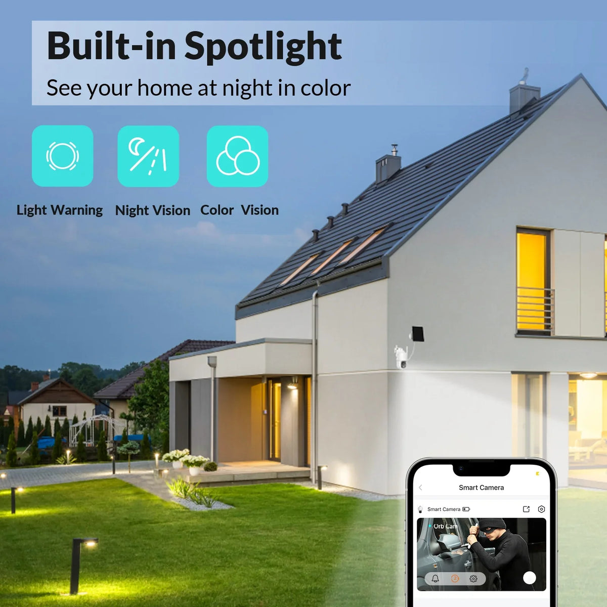 NETVUE Camera Wireless with Siren View Light/Spotlight Home 2.4G and Security 360° Motion Cameras PTZ. exterior System 3MP WiFi Security Detection Solar Strobe