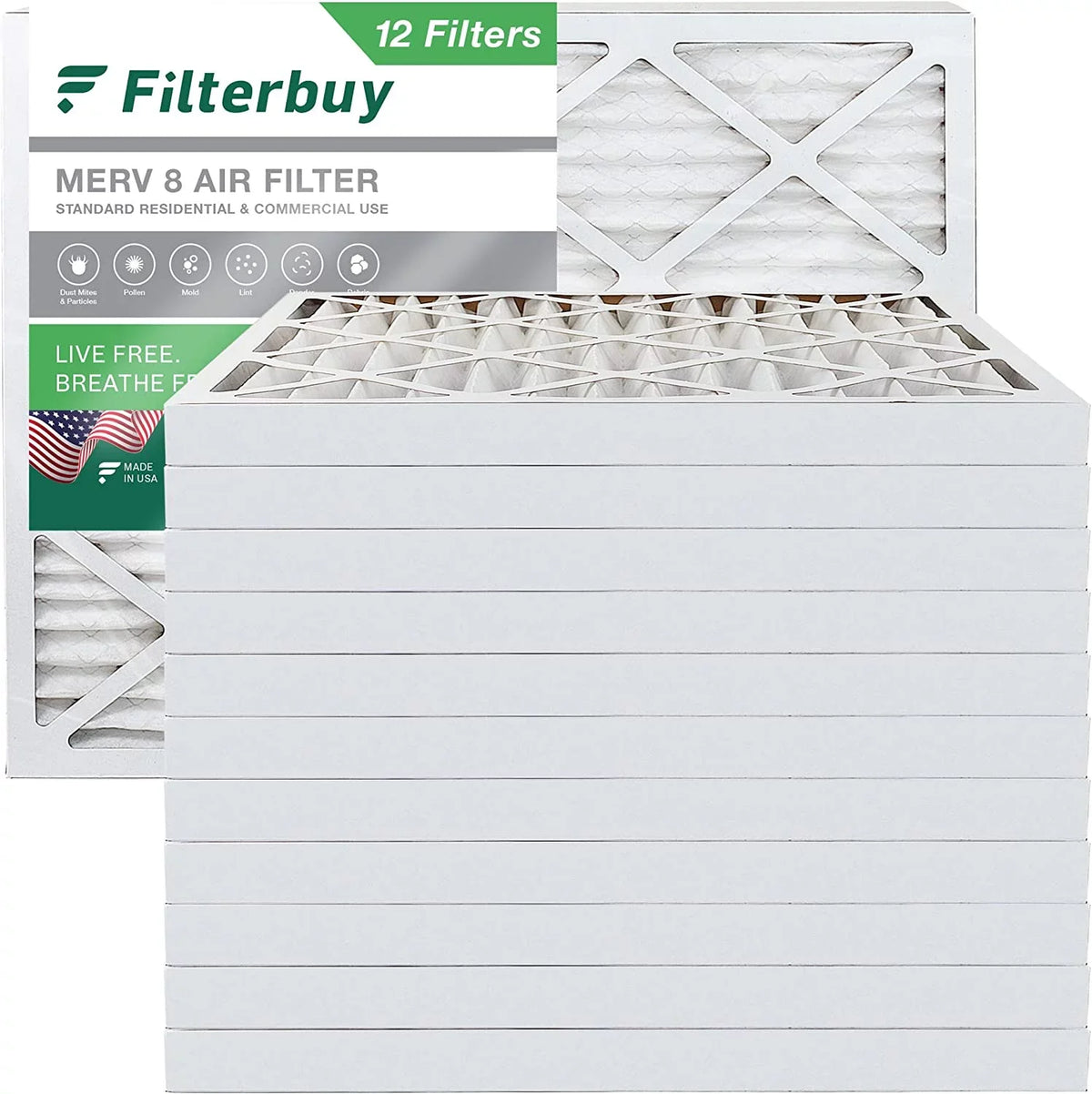 25x32x2 MERV HVAC Filters Filterbuy 8 Air Furnace AC Pleated (12-Pack)