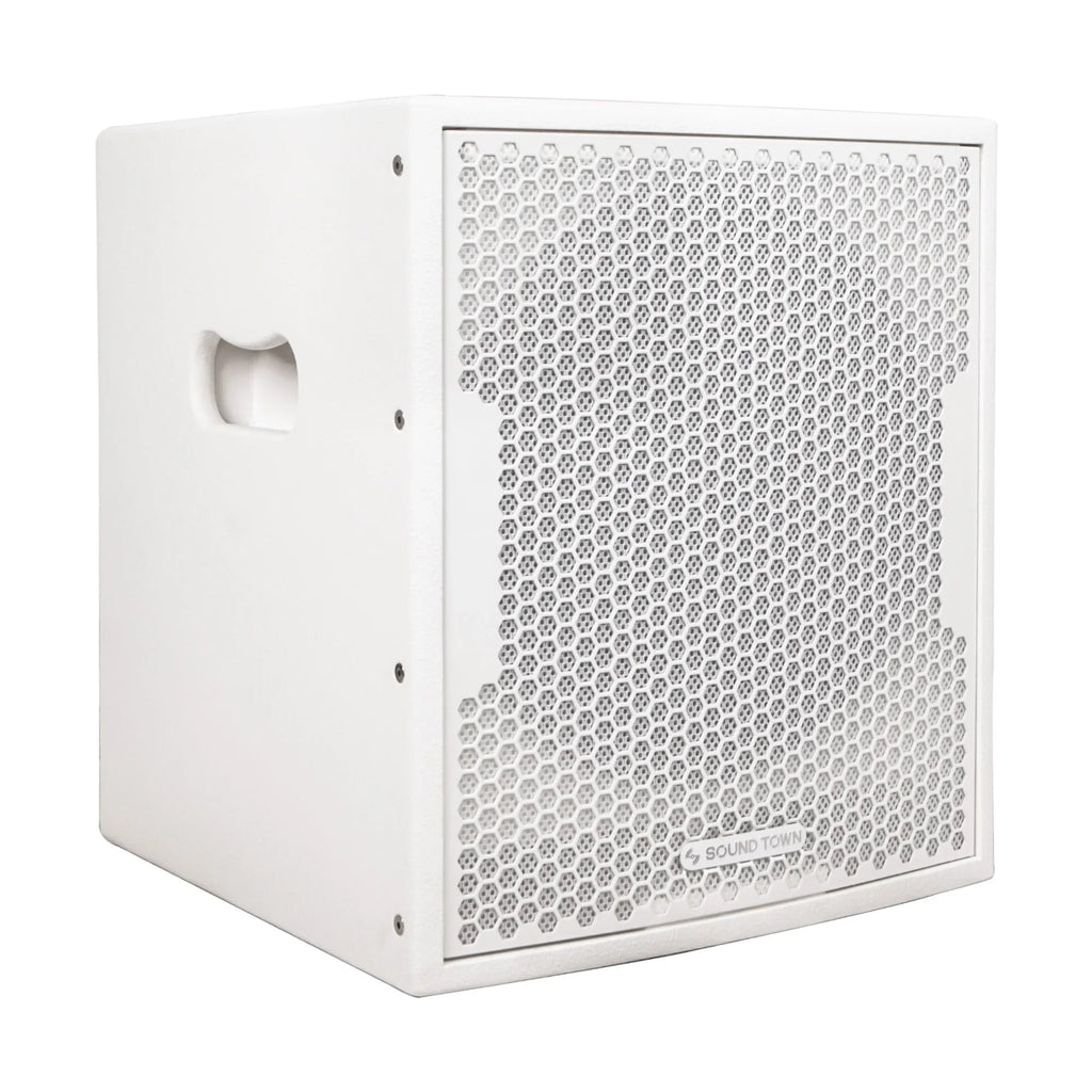 Folded Town (CARPO-12DSWPW) Live Stage, DJ Lounge, White Church, 1400 Horn with for Sound, Powered PA Outputs, Speaker Subwoofer Design, Bar 12” Sound Watts 2