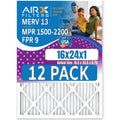WICKED FILTERS AIR. Air Furnace MPR 9 Pack Filters AIRX by CLEAN Made to USA 16x24x1 Filter & MERV - 13 1500 Comparable - in 12 FPR Rating, 2200 of