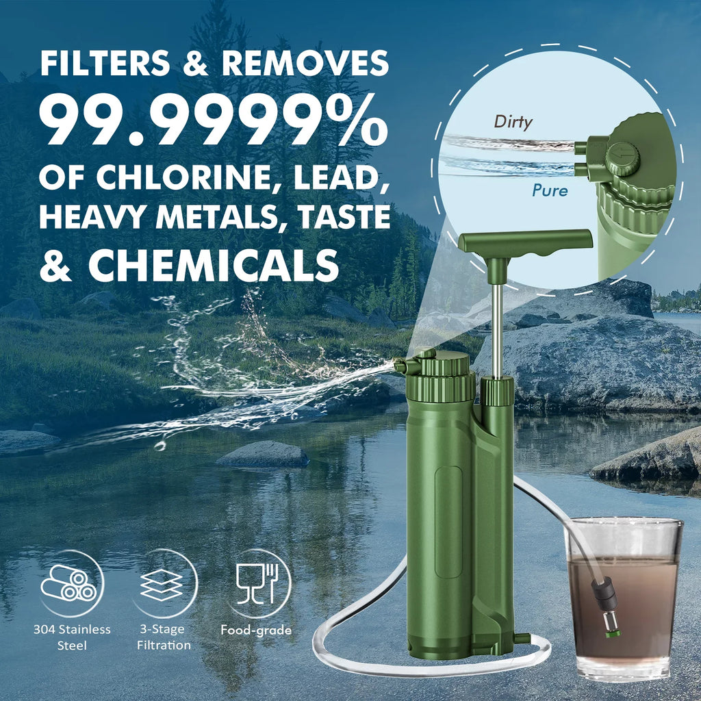 Camping Hiking GoolRC Pump System Filter Portable Gear Preparedness Survial Travel Purification for