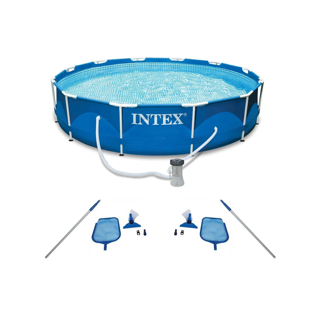 Kit and Frame Pack) Pool Swimming Intex Cleaning (2 Metal Pool Filter Pump with