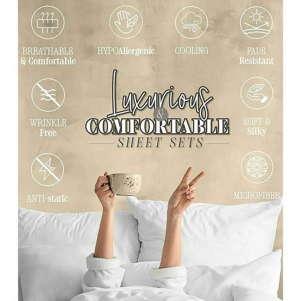 Series Deep Red Fade 1500 Wrinkle grade Bedding & Pocket, Collection Resistant,Queen Egyptian