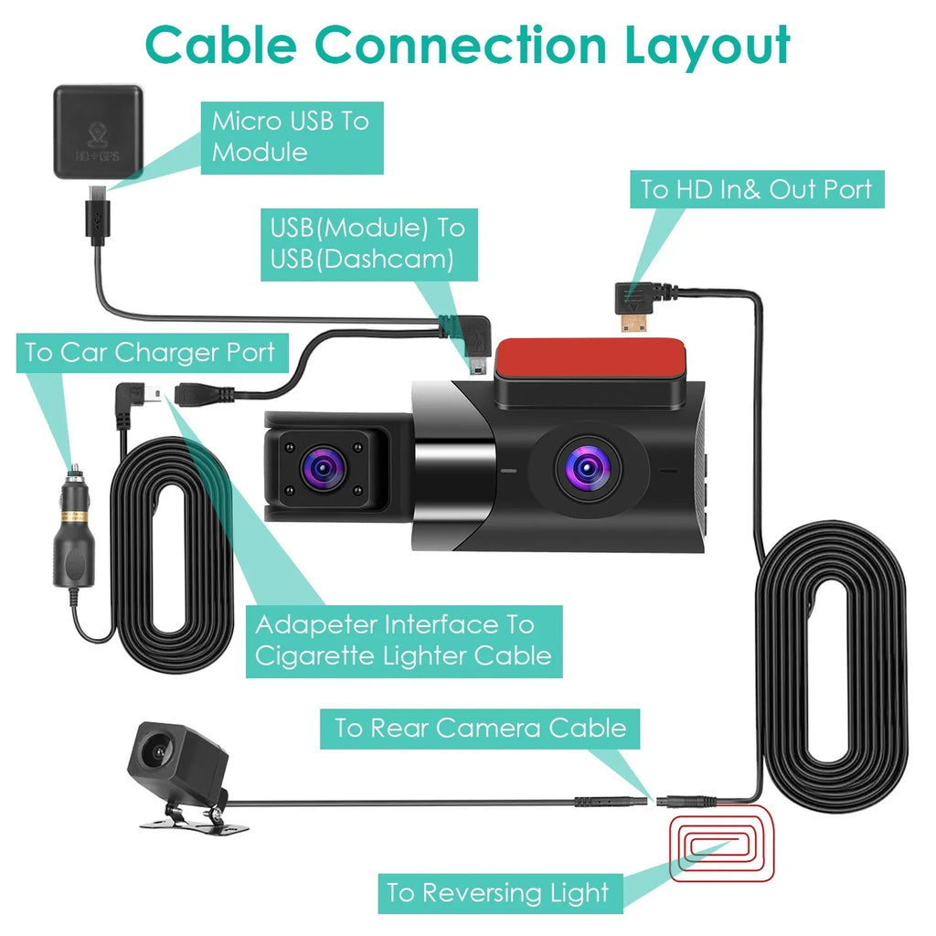 Loop G-Sensor Angle HD Vision Recording Dash DVR Full Car 2K Parking Video Recorder Night GPS Car 140° Dashcam Monitor with iMounTEK Cam