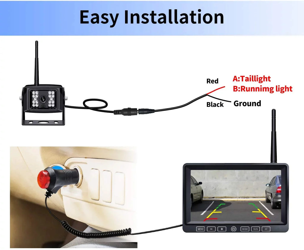View Side IP69 Split 7-inch Truck with Camera RV 1080P Waterproof for ZEROXCLUB DVR Wheel,BW702 2 Dual/Quad Wireless Backup Camera View System Trailer 5th Monitor, HD Rear Touch Wireless