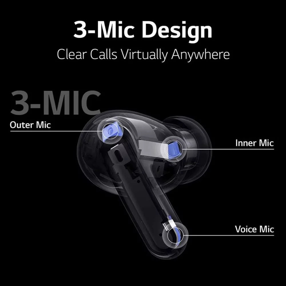 Box Earbuds, True FP7C Free Active Noise Open LG Wireless TONE UVnano Black Cancellation