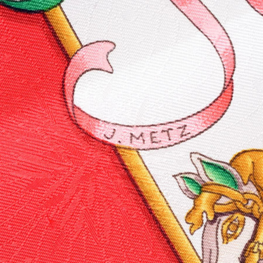 PARK Scarf White Amusement 90 (Good) HERMES Hermes Carre Park Red Pre-Owned Silk LUNA