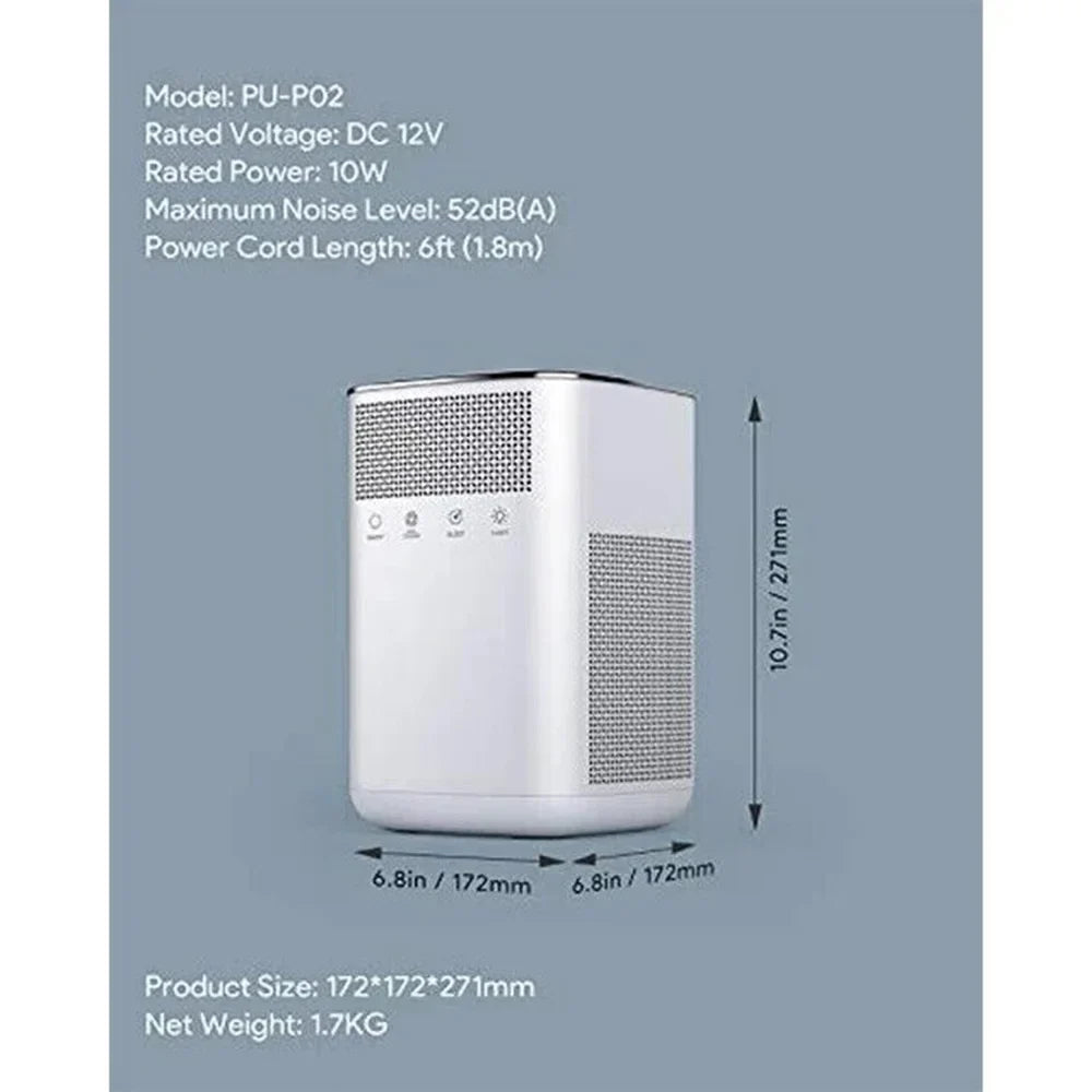 HEPA Filters Purifier for Air with Home Air LED - Light Device Bedroom PU-P02 3M True White Clean Night