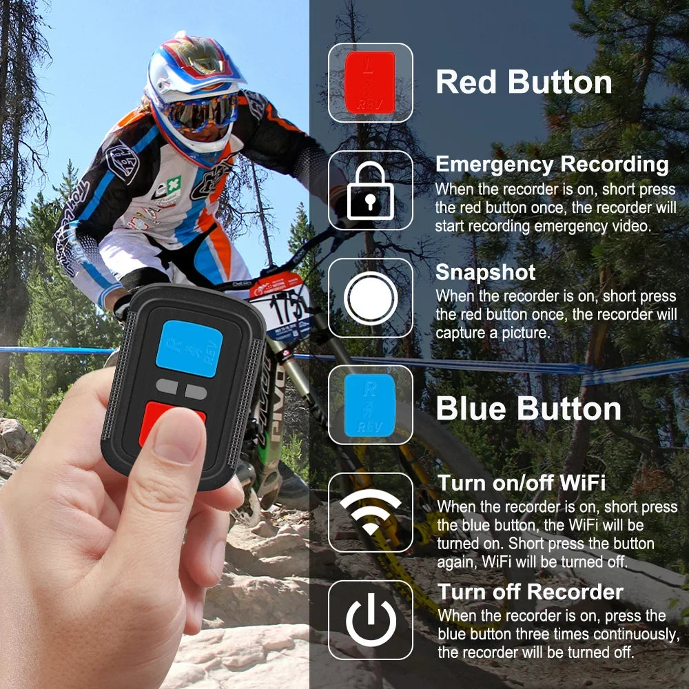 Action Helmet VSYSTO Wide Camera DVR, Angle Portable Vision with Remote WiFi Waterproof 150° HD Lens Night Recording, Camera G-Sensor Loop 1080P Camera Bicycle Control,