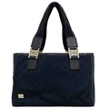 Horsebit Canvas Bag 145810 Tote (Good) Handbag Leather Silver Black Pre-Owned Ladies