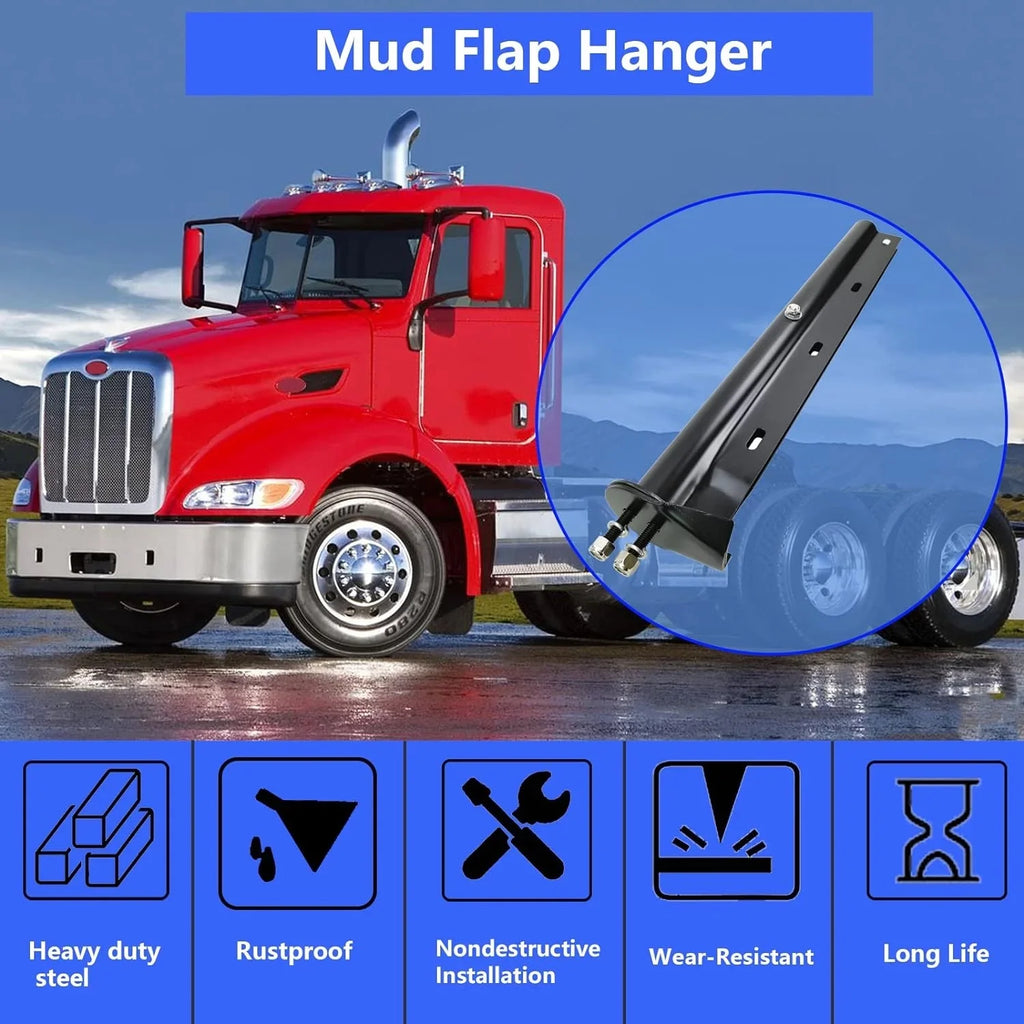 Holder Black 30" Loaded Trucks Straight Set Mud Spring 1-1/8" Hanger Length Semi Spacing Bolt Flap Mudflap POWERWORKS Bracket for