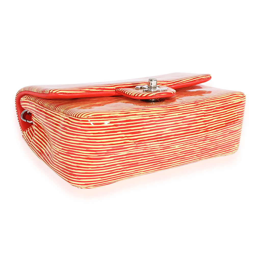 Flap Classic Bag Red Striped Mini Rectangular Patent Pre-Owned