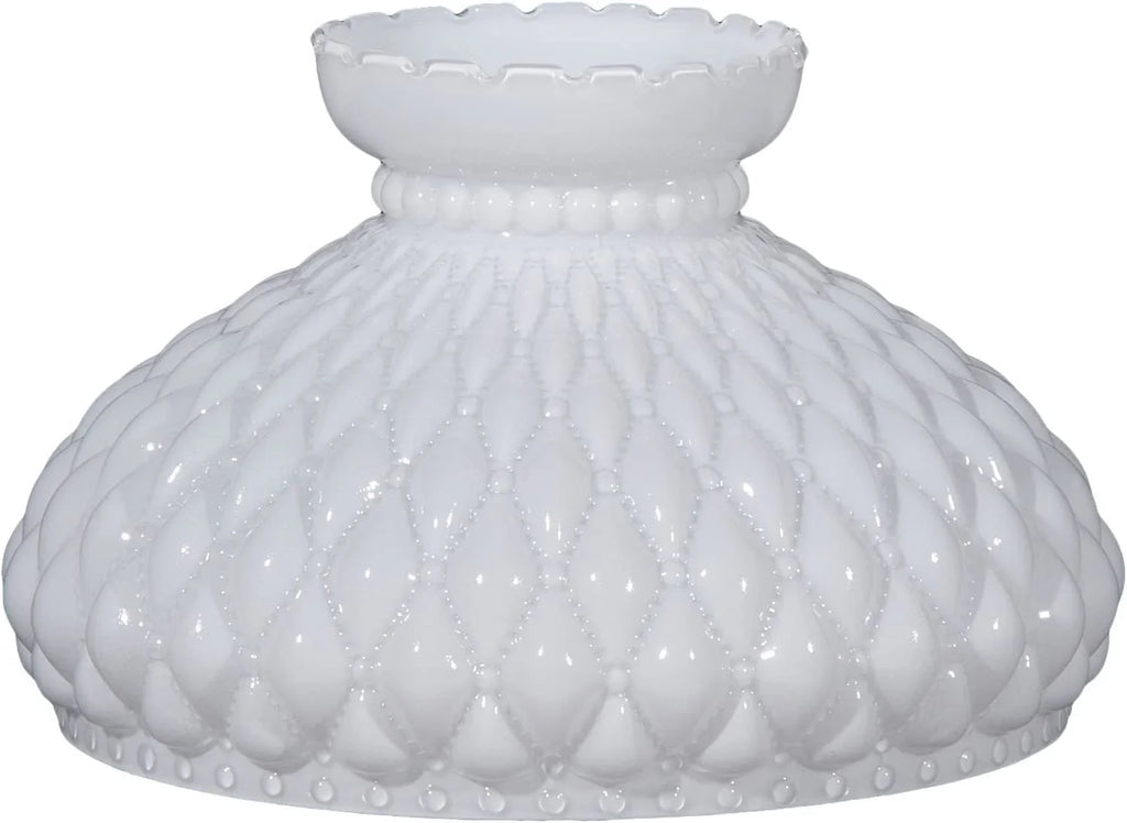Student Diamond Quilted 10" with GOURE® Glass Pattern Shade Crimped Top Opal