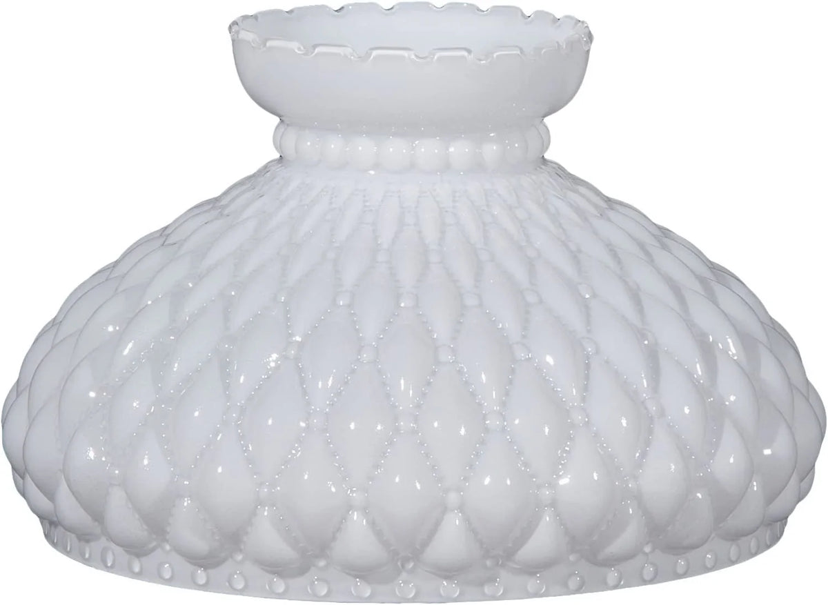 Student Diamond Quilted 10" with GOURE® Glass Pattern Shade Crimped Top Opal
