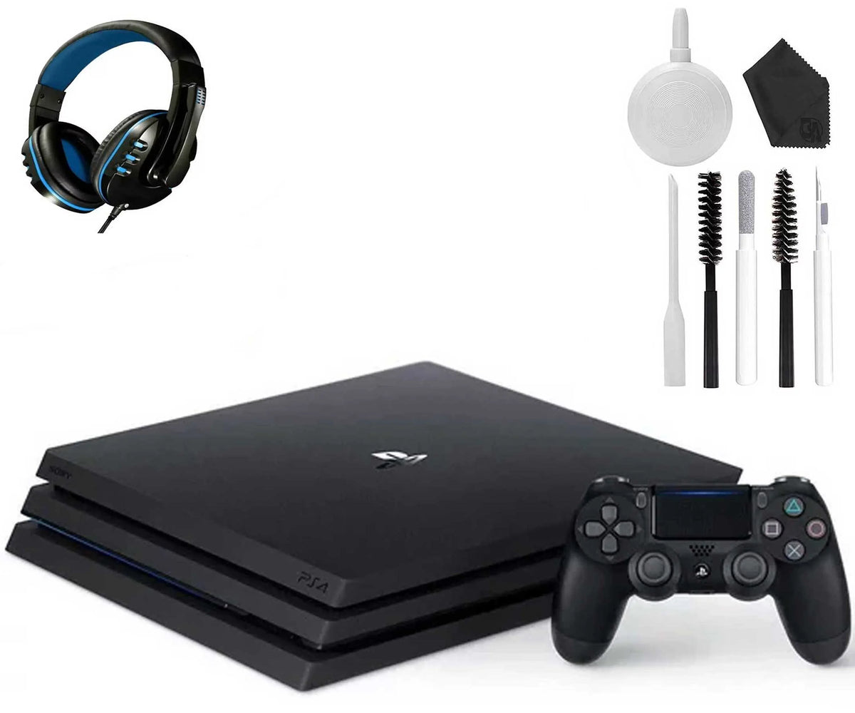 New PlayStation Black, With Cleaning Console Headset PRO Gaming 4 1TB Like Kit
