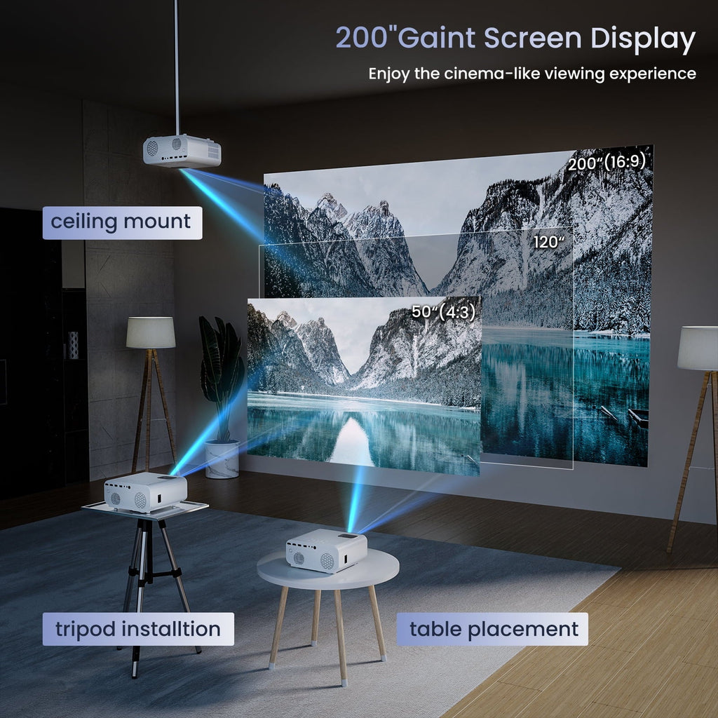 Movie Projector Theater with Bluetooth, and , AUOSHI Projector For Home Projector 5G/2.4G 1080P exterior , Video Portable Support 4K 12000LM Wifi Mini Projector